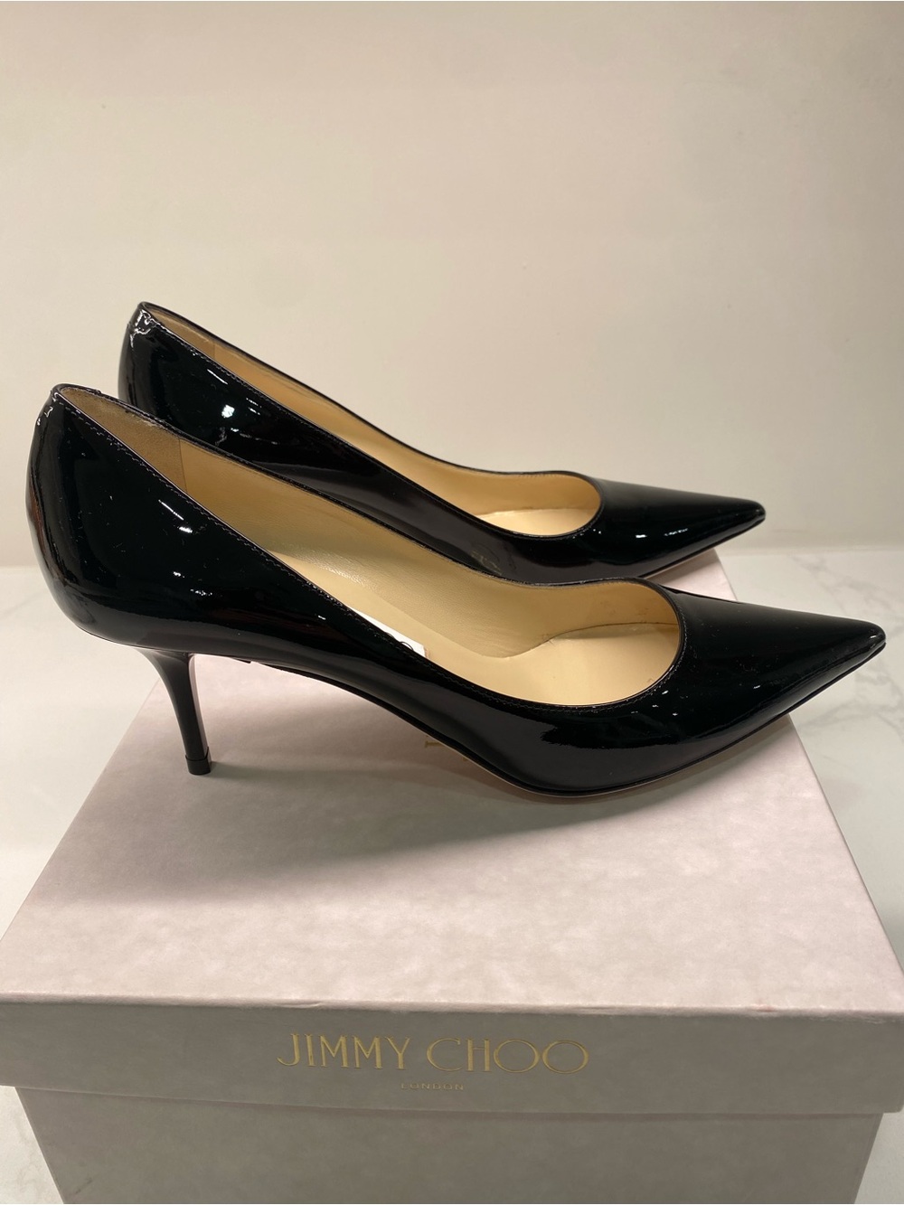 BNIB Jimmy Choo Black Patent Leather Aurora 2.5” Pumps - Picture 5 of 9